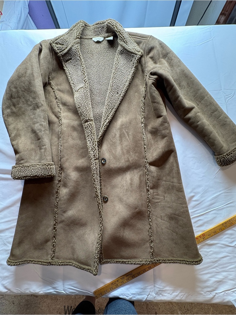 LL Bean Classic Women's Shearling-Trim Coat in Taupe